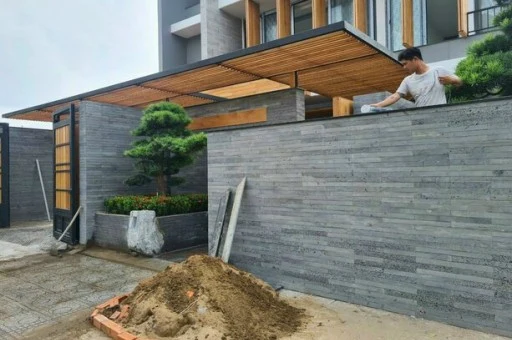 Đá ong xám 5x60x1.2cm ốp tường
