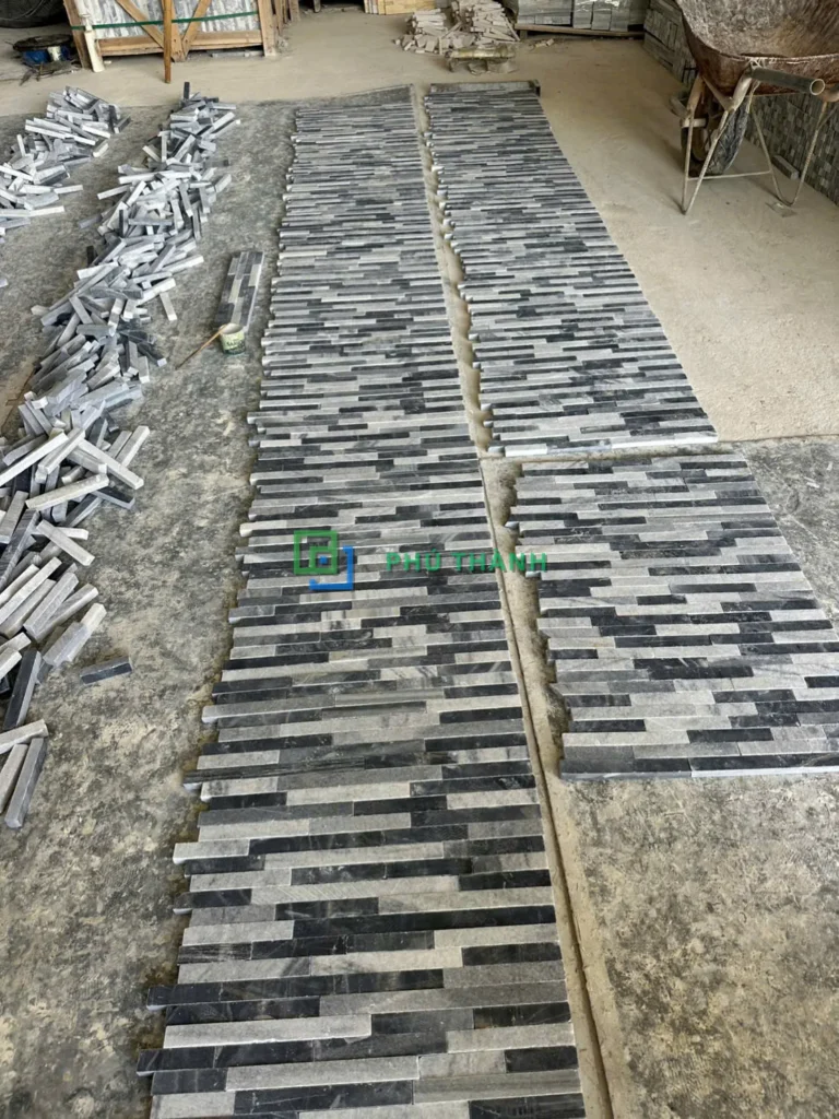 Đá ghép thanh xám Quỳ Hợp xếp hàng