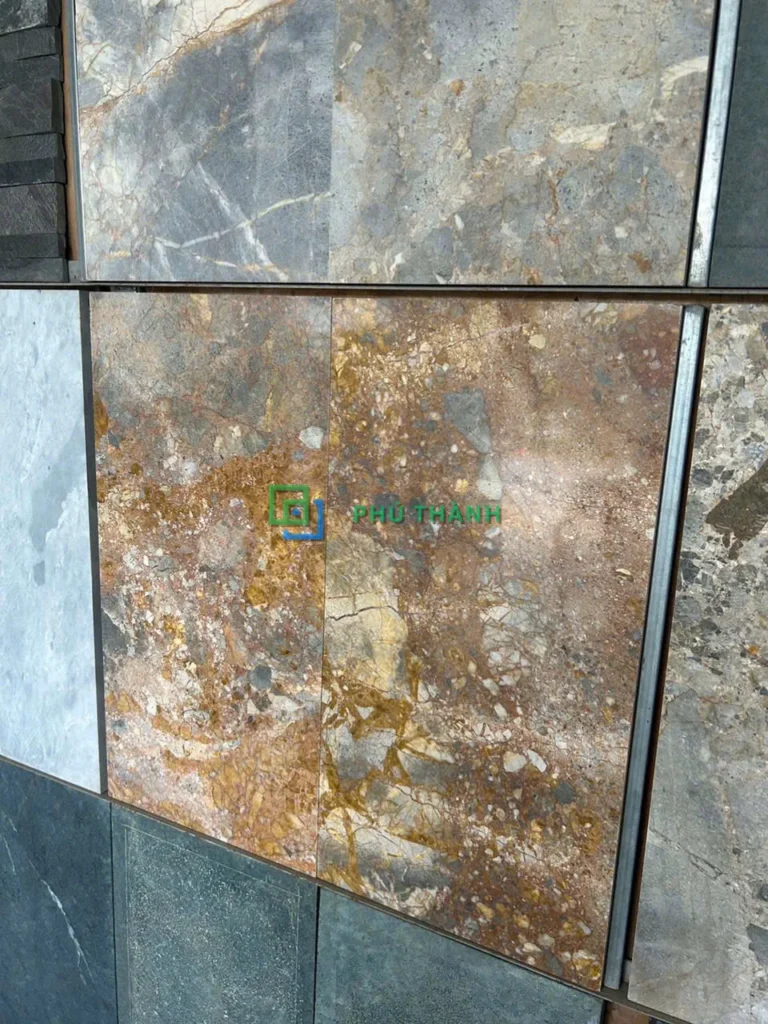 Mẫu đá marble vân vàng và đá slate xanh